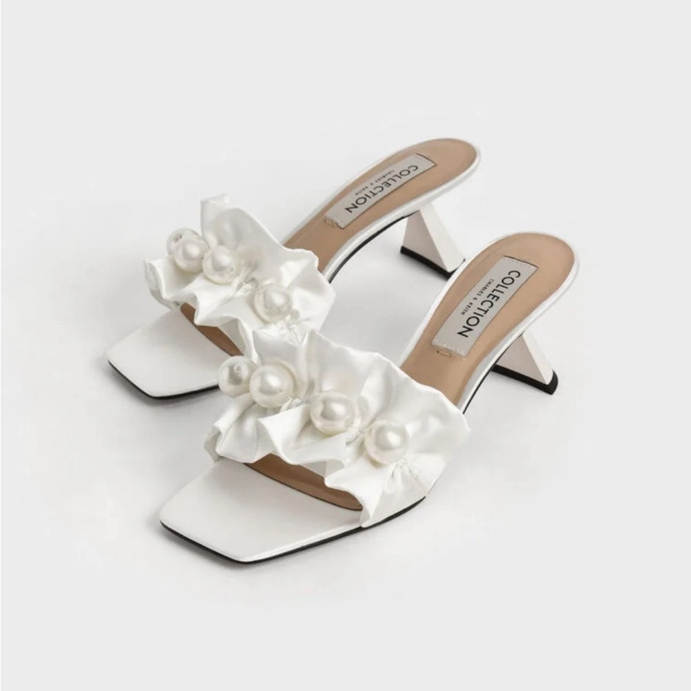 Charles & Keith Blythe Bead White Mules